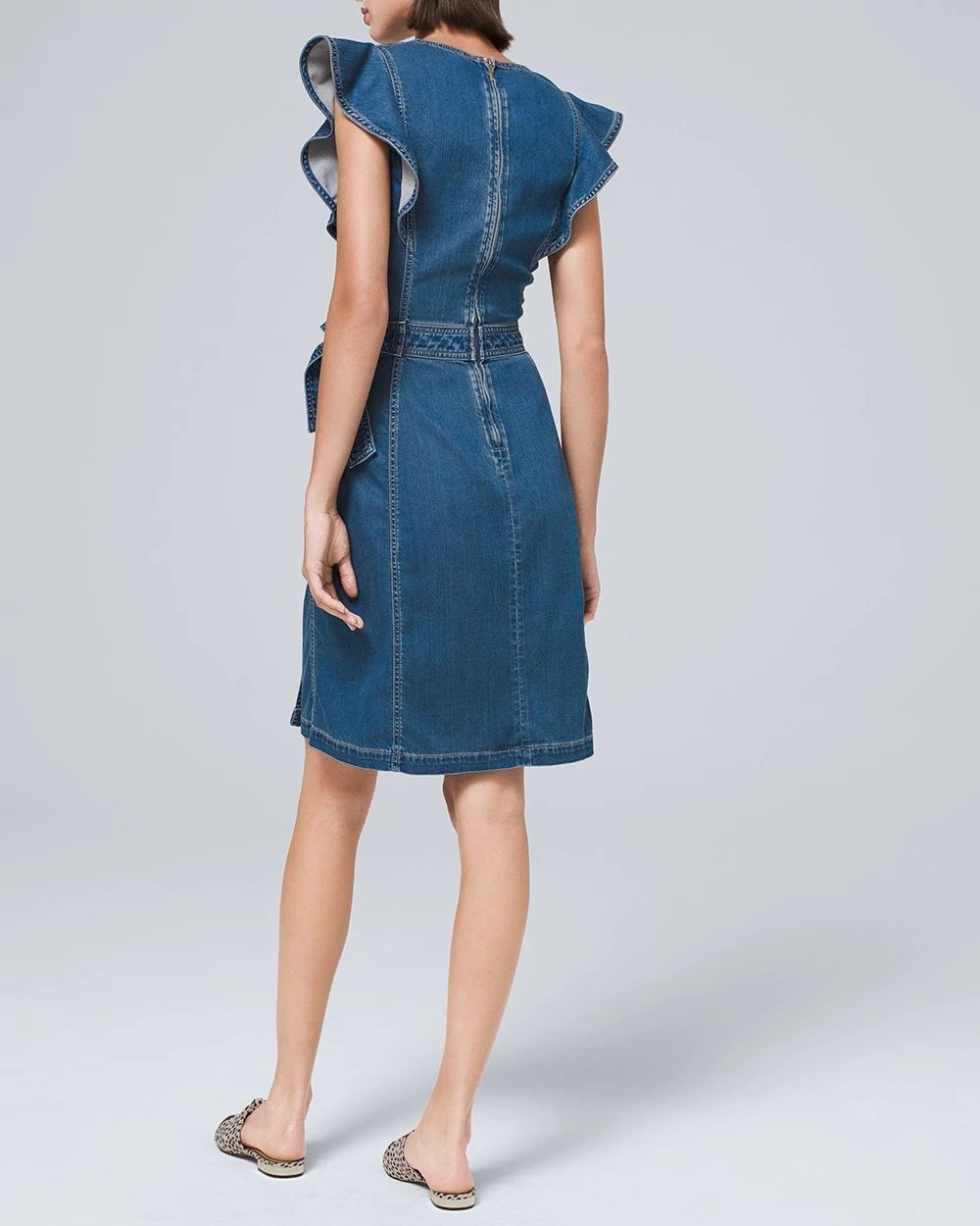 Petite Faux Wrap Denim Dress